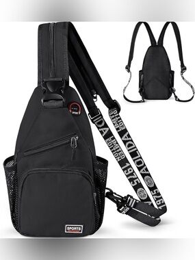 Crossbody Sling Bag Backpack for Men & Women, Convertible Shoulder Bag Black